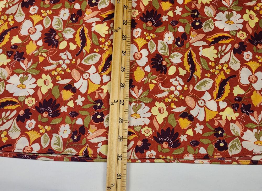 Ann Taylor Factory Skirt Womens Large Orange Floral Midi A-Line Elastic Waist - Picture 7 of 9